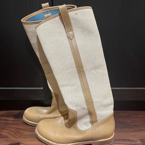 Marc Jacobs Canvas Leather riding boots sz 7 - Picture 1 of 4